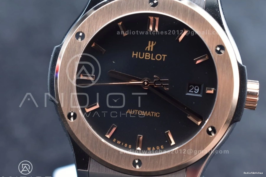 Best on 1:1 Edition Fusion Strap Dial A Black Gummy Black 588 HBF Bold RG 45mm 0204